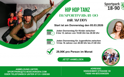 Neuer Hip-Hop-Tanzkurs für Jugendliche im Sportpark 1890